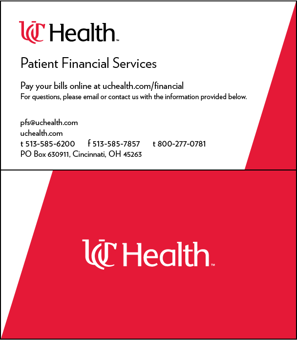 UC Health Patient Financial Services card